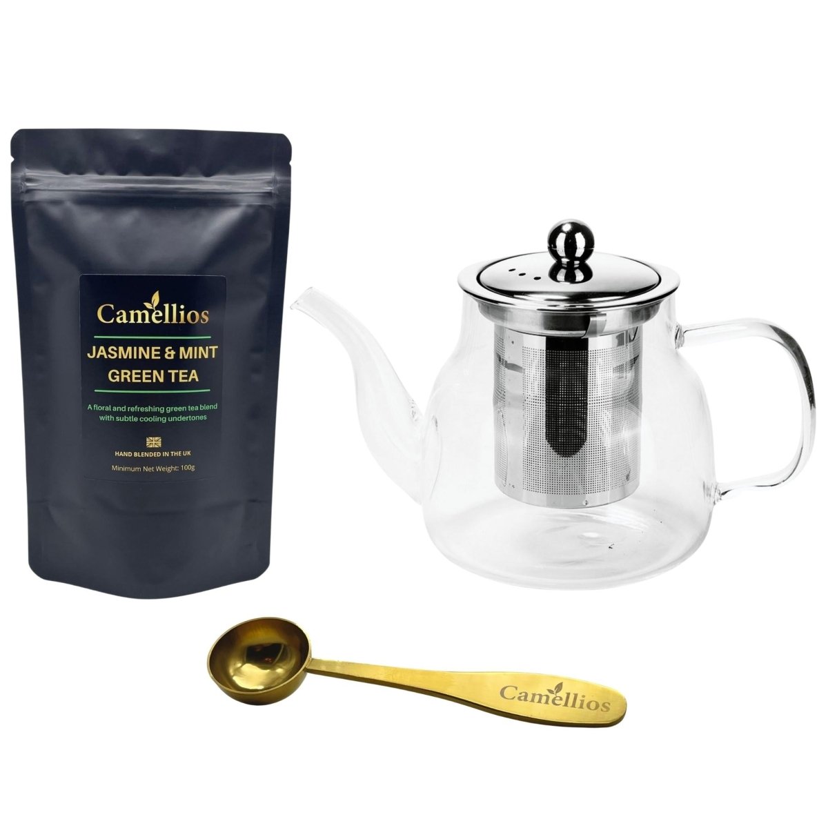 Camellios Loose Leaf Tea Set Inc. Teapot & Accessories - Choice of Tea