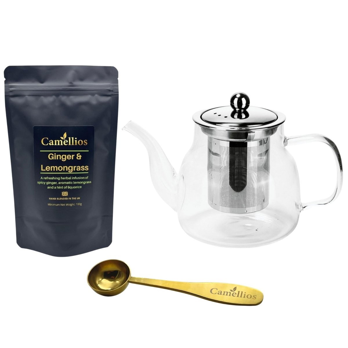 Camellios Loose Leaf Tea Set Inc. Teapot & Accessories - Choice of Tea