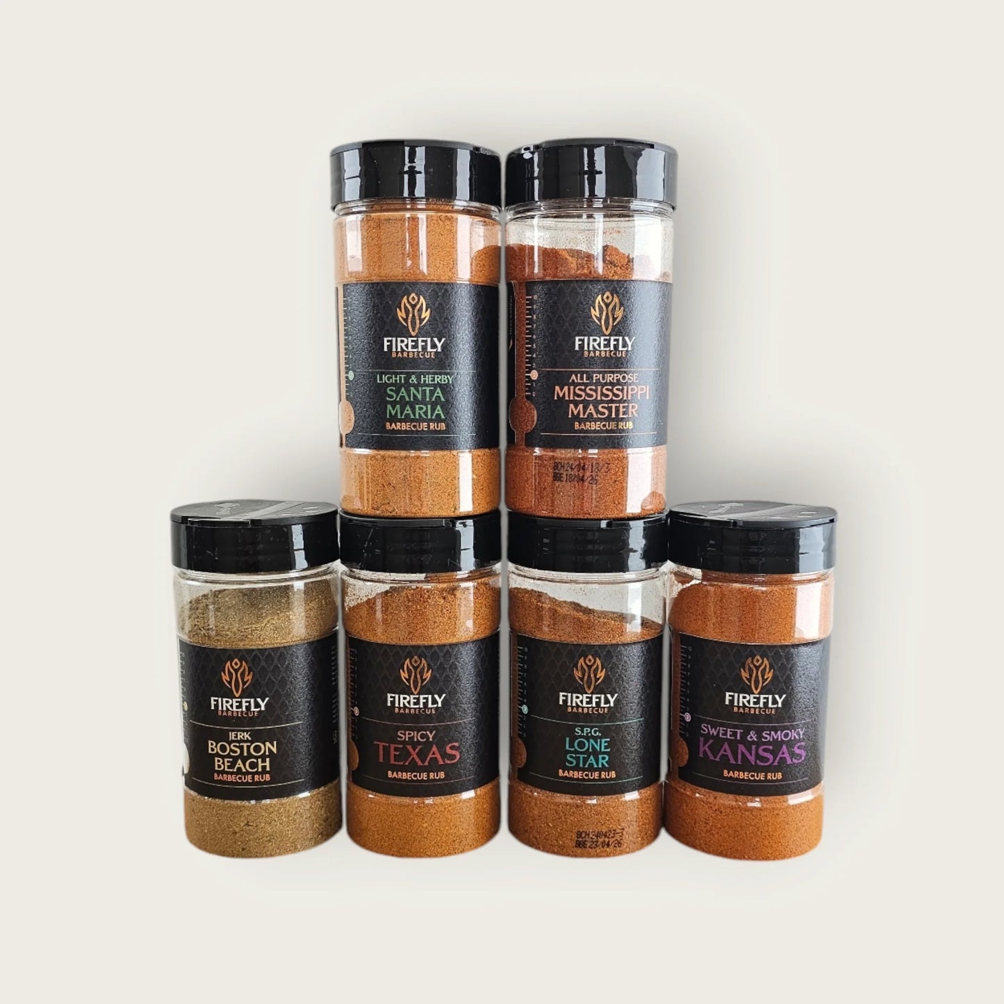 Firefly Barbecue American BBQ Rub Selection | 6 Essential Jars